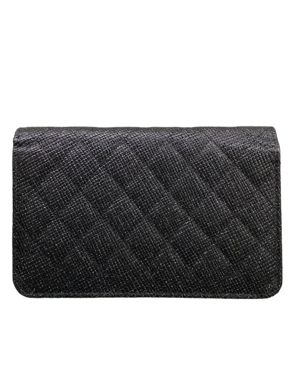 Chanel Wallet Quilted Black Chain Leather Shoulder Bag